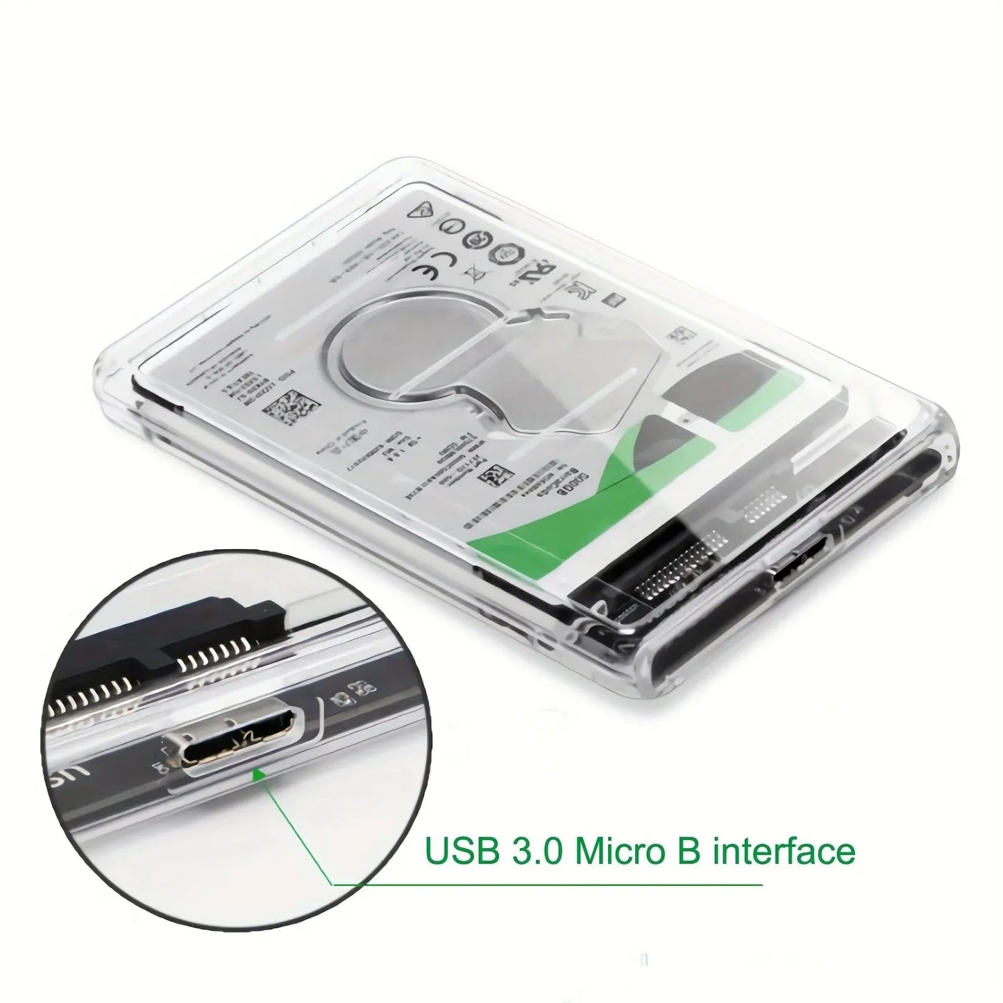 3.0/2.0 HDD Enclosure 2.5inch SATA SSD Hard Drive Case with 5Gbps Transfer Speed and Transparent Design Mobile External HousingU