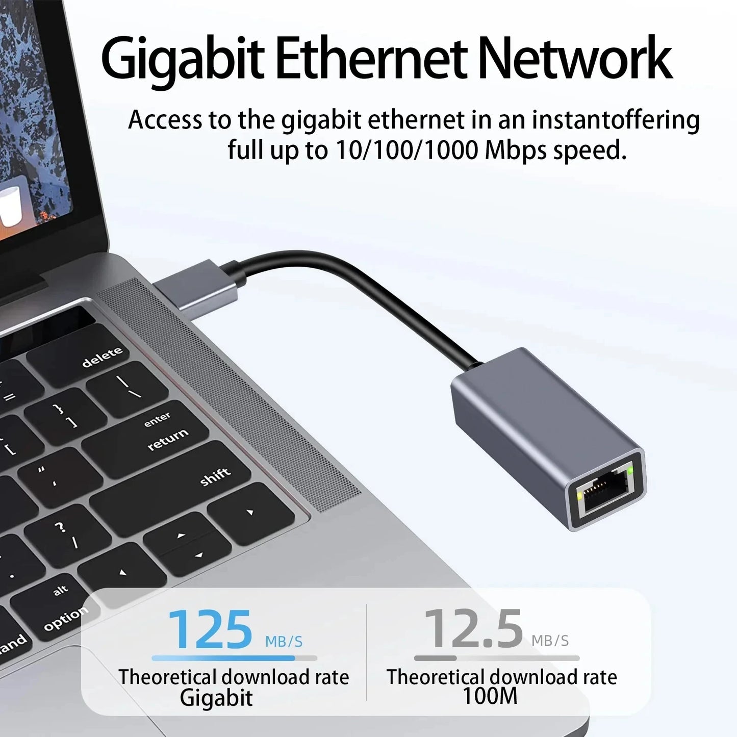 1000Mbps USB 3.0 RJ45 Network Card USB Type C Ethernet Adapter For MacBook PC Windows XP 7 8 10 Android USB Lan Internet Cable