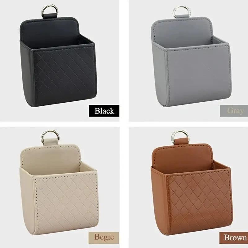 Car Phone Holder Mount Air Vent Hanging Storage Box Car Mobile Phone Bag PU Leather Glasses Organizer Support in Car Accessories