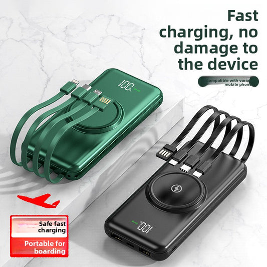 Wireless Power Bank with Built-in Cables