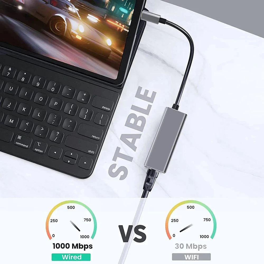 1000Mbps USB 3.0 RJ45 Network Card USB Type C Ethernet Adapter For MacBook PC Windows XP 7 8 10 Android USB Lan Internet Cable